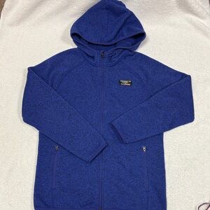 L.L. Bean sweater fleece hooded jacket Royal Blue 14/16 unisex
